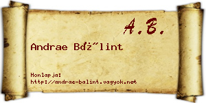 Andrae Bálint névjegykártya